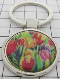 SLE103 Sleutelhanger kleurige tulpen