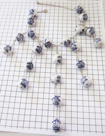 COL 009 Collier delftsblauwe molenkralen handgeschilderd, groot