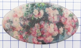 Haarspeld ovaal 8cm HAO 323 roze bloemen Claude Monet, made in France haarclip, beste kwaliteit, klemt uitstekend.