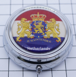 PIL513 nederlandse vlag met wapen nederland pillendoosje met spiegel