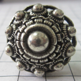 supergrote Zeeuwse bolle holle knop ring, zwaar verzilverd ZKR306, ong. 3 cm
