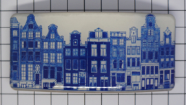 HAR 320 haarspeld rechthoek Delftsblauwe grachtenhuisjes, made in France haarclip, beste kwaliteit, klemt uitstekend.