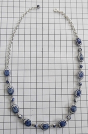 COL 030 handfgeschilderde delftsblauwe tulpjes collier