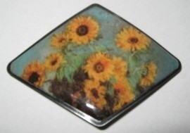 Haarspeld ruitvorm zonnebloemen Claude Monet HAD 003, made in France haarclip, beste kwaliteit, klemt uitstekend.