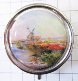 PIL221 pillendoosje met spiegel molen tulpenveld Claude Monet