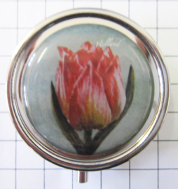 PIL113 pillendoosje met spiegel roze tulp