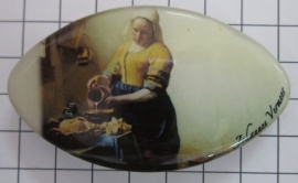 Haarspeld ovaal Klein melkmeisje Johannes Vermeer  HAK411 haarklem 6 cm, made in France haarclip, beste kwaliteit, klemt uitstekend.