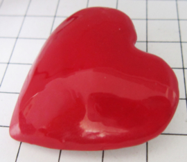 BD001 Haarspeldje 4 cm verzilverd hart met rode emaille, made in France beste kwaliteit speld