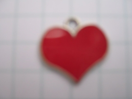 hart met rode emaille aan twee kanten, verzilverd, per stuk
