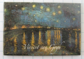 MAC : 20.412 Koelkastmagneet Vincent van Gogh, Sterrennacht met brug en water.