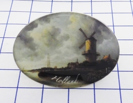 Ruisdael Wijk bij Duurstede molen HAM 605 Haarspeldje 4 cm, made in France haarclip, beste kwaliteit, klemt uitstekend.