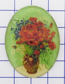 BRO 810 broche Vaas rode bloemen Vincent van Gogh