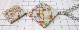 COL033 Exclusief ! Collier verzilverd Boogie Woogie van Piet Mondriaan