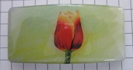 Haarspeld rechthoek HAR307, Tecla tulp rood/geel, made in France haarclip, beste kwaliteit, klemt uitstekend.