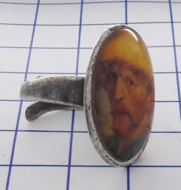 RIN 104 Ring designerskwaliteit, verzilverd, Zelfportret van Vincent van Gogh