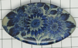 HAK 318 Haarspeld ovaal klein 6 cm, Delftblauwe bloemen haarklem 6 cm, made in France haarclip, beste kwaliteit, klemt uitstekend.