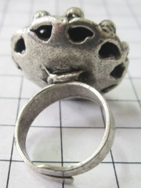 supergrote Zeeuwse bolle holle knop ring, zwaar verzilverd ZKR306, ong. 3 cm