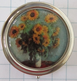 PIL424 pillendoosje met spiegel zonnebloemen Monet