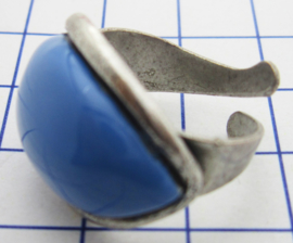 RIN D002 blauwe ring, verzilverd met blauwe emaille, een maat