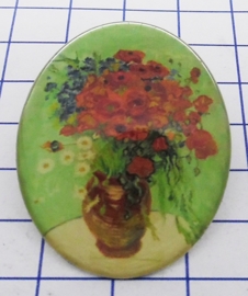 BRO 810 broche Vaas rode bloemen Vincent van Gogh