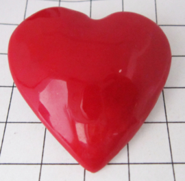 BD001 Haarspeldje 4 cm verzilverd hart met rode emaille, made in France beste kwaliteit speld