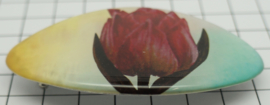 HAK 317 Haarspeld ovaal klein 6 cm, roze tulp haarklem 6 cm, made in France haarclip, beste kwaliteit, klemt uitstekend.