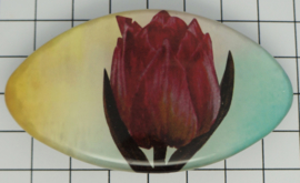 Haarspeld ovaal 8cm HAO 324 roze tulp haarspeld 8 cm met aquarel achtergrond, made in France haarclip, beste kwaliteit, klemt uitstekend.