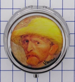 PIL408 pillendoosje met spiegel zelfportret hoed Vincent van Gogh