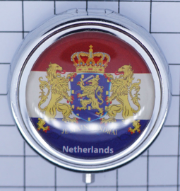 PIL513 nederlandse vlag met wapen nederland pillendoosje met spiegel