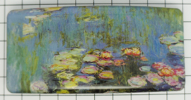 HAR 103 haarspeld rechthoek blauwe waterlelies Claude Monet, made in France haarclip, beste kwaliteit, klemt uitstekend.