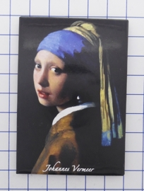 koelkastmagneet Johannes Vermeer Meisje met de parel gerestaureerde kleuren 20.303