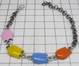 ARM 325 tulpenarmband roze geel blauw oranje