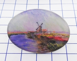 Molen met tulpenveld Claude Monet HAM 608 Haarspeldje 4 cm, made in France haarclip, beste kwaliteit, klemt uitstekend.