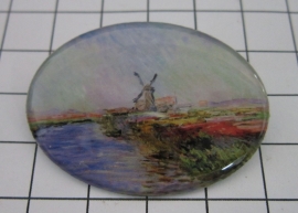 BRO 704 broche Monet molen met tulpenveld