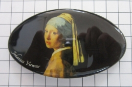 Haarspeld ovaal 8cm HAO 410 meisje met de parel Johannes Vermeer, made in France haarclip, beste kwaliteit, klemt uitstekend.