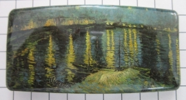 Haarspeld rechthoek HAR406 sterrennacht water Vincent van gogh, made in France haarclip, beste kwaliteit, klemt uitstekend.