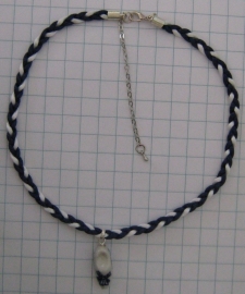 COL 015 Delftsblauwe koordjesketting met handgeschilderde delftsblauwe klomp