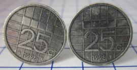 Manchetknopen verzilverd kwartje/25 cent 1998