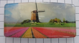 Haarspeld rechthoek HAR306 molen kleurig tulpenveld, made in France haarclip, beste kwaliteit, klemt uitstekend.