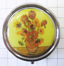 PIL400 pillendoosje met spiegel zonnebloemen Vincent van Gogh