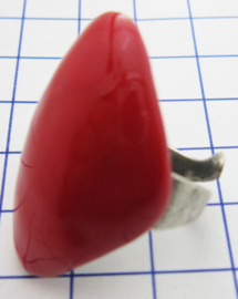 RIN D001 knalrode ring, verzilverd met rode emaille, een maat