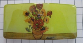 Haarspeld rechthoek 8 cm  HAR401 zonnebloemen Vincent van Gogh, made in France haarclip, beste kwaliteit, klemt uitstekend.