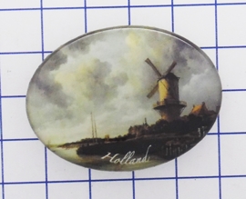 Ruisdael Wijk bij Duurstede molen HAM 605 Haarspeldje 4 cm, made in France haarclip, beste kwaliteit, klemt uitstekend.