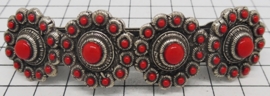 ZKG403-R Haarspeld zeeuwse knop met rode emaille 8 cm, made in France haarclip, beste kwaliteit, klemt uitstekend.