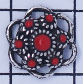 ZB006-R Zeeuwse knop met rode emaille