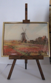 SCH 001 Schildersezeltje 22 cm hoog molen tulpenveld Claude Monet
