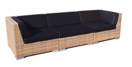 3-delige wicker Loungebank 'Pamplona' cappuccino - plat vlechtwerk