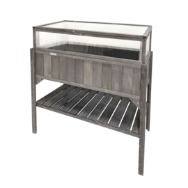 Houten plantenbak met kweekbak (tuinbroeikas) 'Little Eden' grijs met 2 etages - 97,5x49x120 cm (HxBxL)
