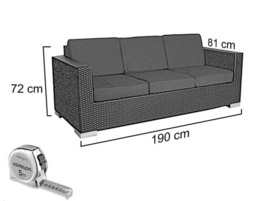 4-delige wicker Loungeset 'Salamanca' grijs geborsteld - plat vlechtwerk - 6 persoons