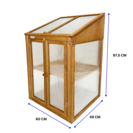 Houten kweekkasje (tuinbroeikas) 'Garden Loft' bruin met 2 etages - 97,5x49x60 cm (HxBxL)